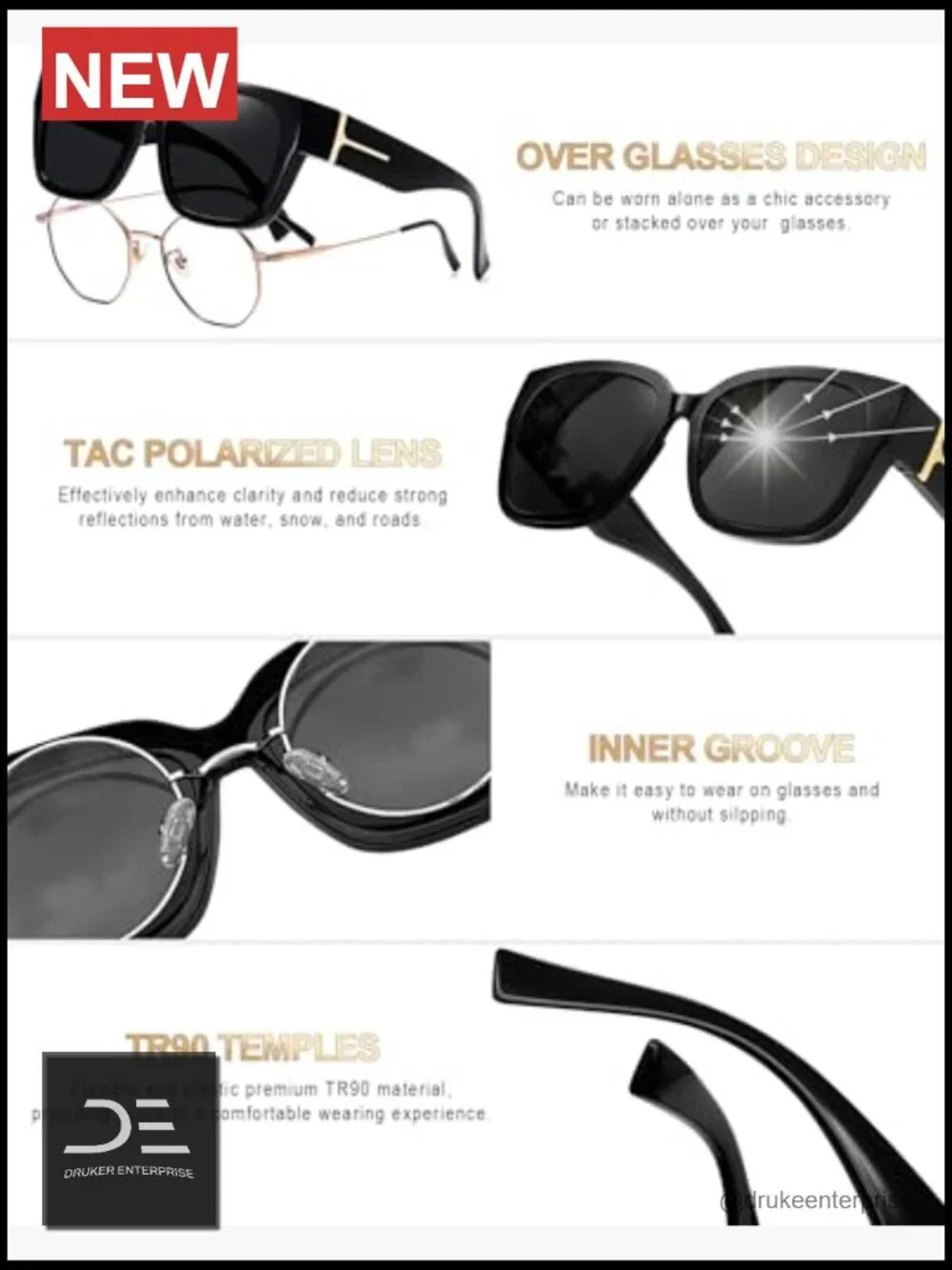 Oversized Fit Over Glasses Square Polarized Sunglasses UV400